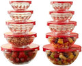 Classic Cuisine Glass Mixing Bowls with Lids, Strawberry, 10 Pack