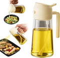 2-in-1 Glass Olive Oil Sprayer and Dispenser, 470ml/16oz, White