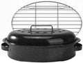 15.4” Turkey Roasting Pan With Rack and Lid, Enamel Carbon Steel