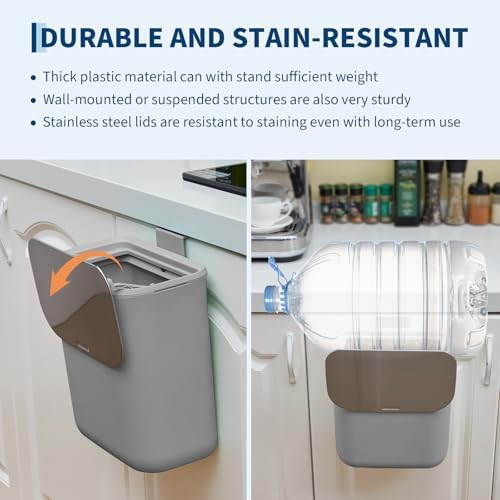 2.4 Gallon Stainless Steel Hanging Trash Can with Lid