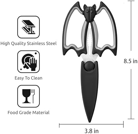 OMDAR Bat Kitchen Scissors 2 Pack - Halloween Gifts Goth Cute Kitchen
