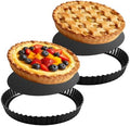 9.5-Inch Tart Pan Set, Nonstick Carbon Steel, Removable Bottom, 2 Pack