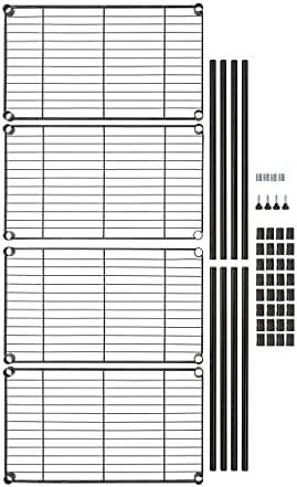Amazon Basics 4-Shelf Steel Wire Storage Shelves, Black