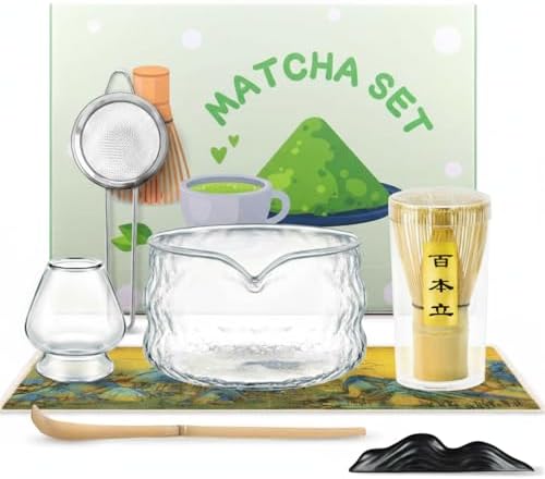 OUTXE Matcha Whisk Set, 7 PCS Matcha Kit for Ceremony, with Clear