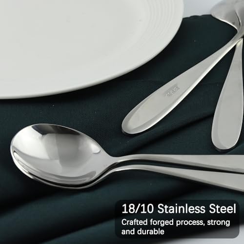 18/10 Stainless Steel Large Soup Spoons, 7.3-in Deep Heavy Weight