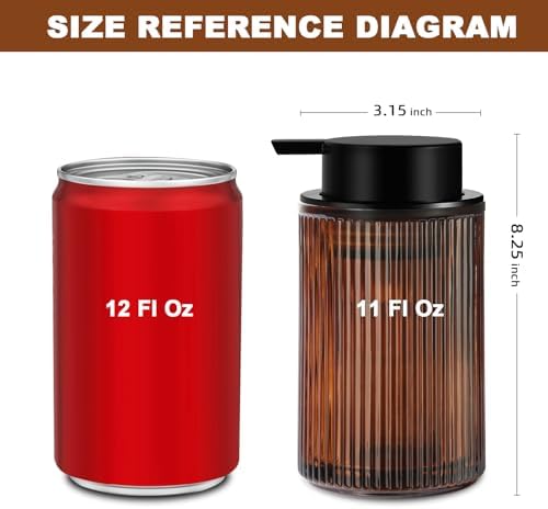 KASUNTING Amber Glass Foaming Dispenser, 11 Fl Oz 2 Pack