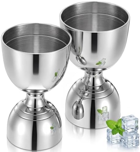 2 Pack 304 Stainless Steel Cocktail Jigger, 1oz 2oz Stainless Steel