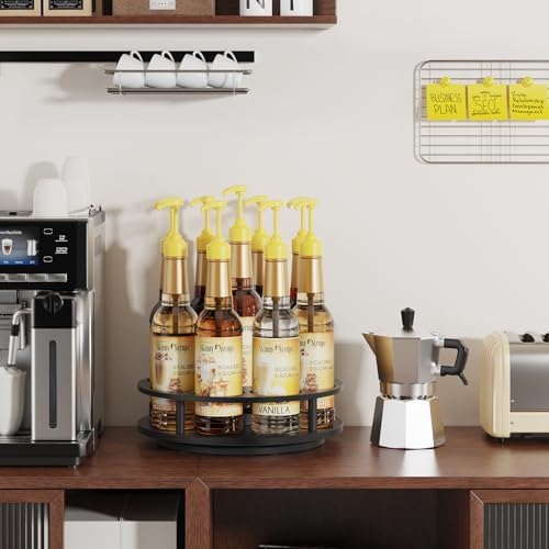 THYGIFTREE 9-Bottle Coffee Syrup Organizer, Black
