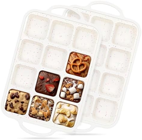 Vinino Silicone Brownie Pans with Dividers, 2 Pack with Metal Frame