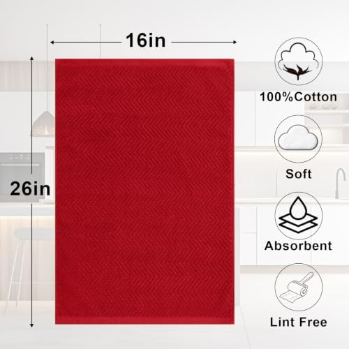 Cotton Kitchen Towels Set, 16" x 26" Dish Towels for Kitchen, 4 Pack