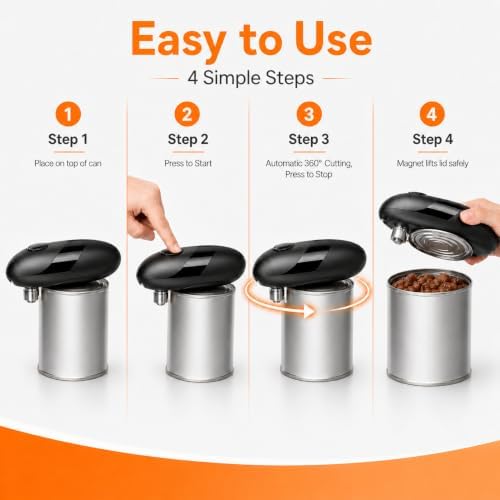 Battery Electric Can Opener, One-Touch,Hands-Free,Smooth