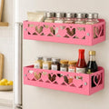 OYEFLY Pink Heart Magnetic Spice Rack for Refrigerator, Metal Magnetic