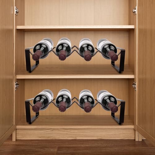 Carperipher Stackable Wine Rack Countertop, 8 Bottles 2 Tier Wine