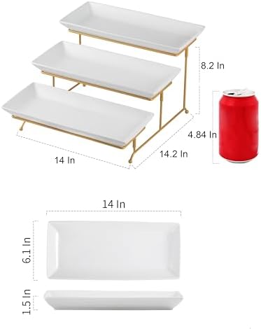 YHOSSEUN 3 Tier Serving Tray for Party,Tiered Serving Platters, 14 In