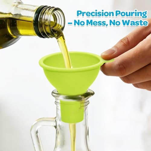 6-Piece Colorful Silicone Funnel Set for Kitchen & Cooking - Flexible