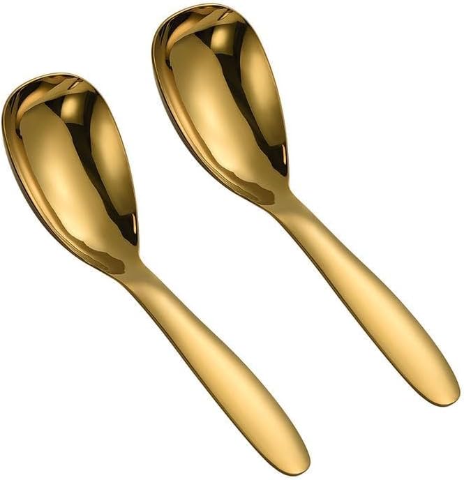 2 x Gold Rice Paddle Spoon Food Serving Spoon Stainless Steel Rice