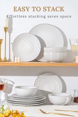 36-Piece Dinnerware Set for 12,Transform Your Table with Stylish Plates & Bowls,Ideal for Hosting, Entertaining & Special Occasions, Dishwasher Safe