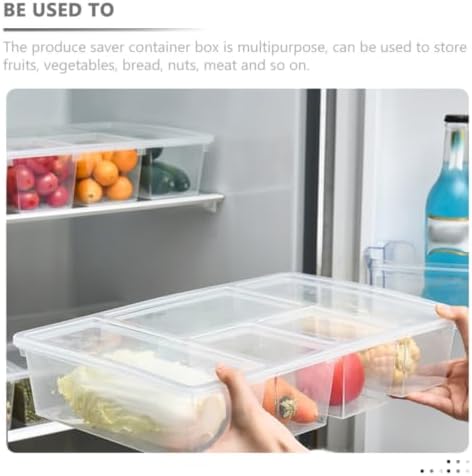 Divided Fridge Food Storage Container Box with Lid, PP Organizer Bin