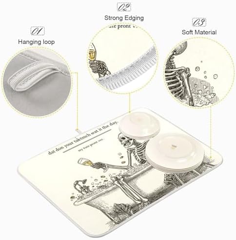 OTVEE Bathtub Wine Enjoyment Dish Drying Mat for Kitchen Counter