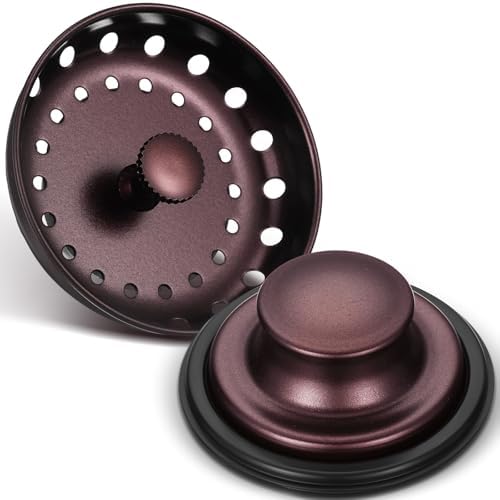 Hushee 2 Pcs 3.5 Inch Kitchen Sink Strainer Stopper, Oil Rubbed Bronze