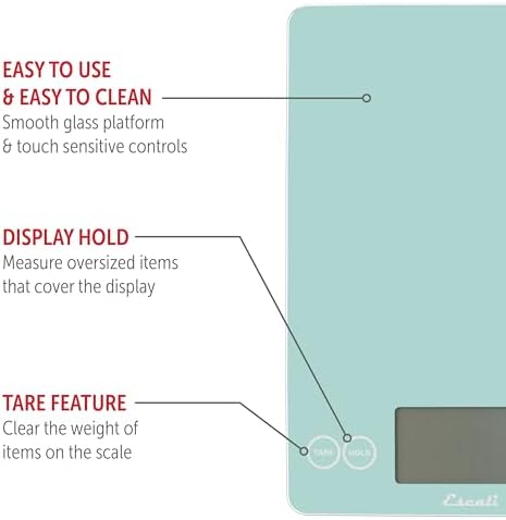 Escali Arti Glass Food Scale Digital Countertop Kitchen, Baking and