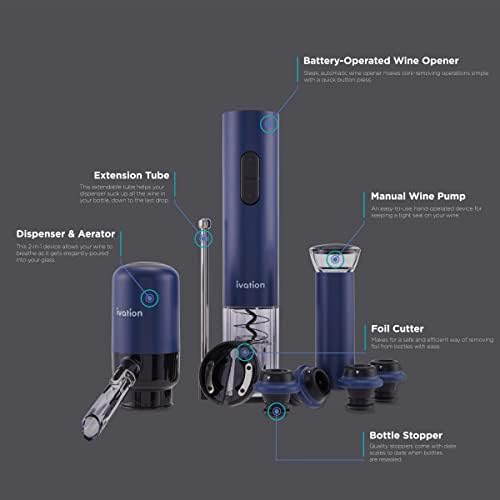 Ivation 6-Piece Wine Gift Set, Electric Opener, Aerator, Preserver