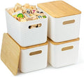 Ohmlove 4-Pack Storage Bins with Bamboo Lids