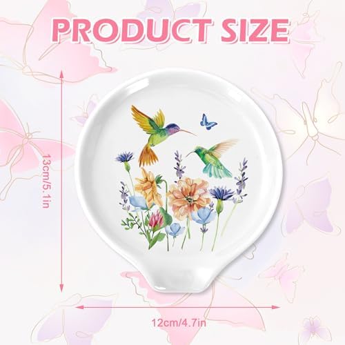 JarThenaAMCS 4.7inch Floral Hummingbird Spoon Rest Small Watercolor