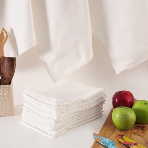 TARAN LIVING Kitchen Towels 100% Cotton Solid Kitchen Dish Cloths