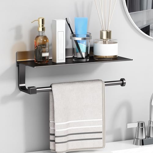 Danpoo Wall Mount Paper Towel Holder with Shelf, Matte Black
