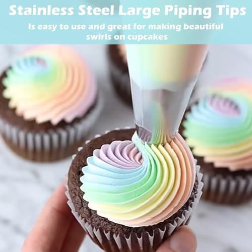 Hendiy 3 Pieces Churro Piping Tips, Stainless Steel 9FT Large Piping