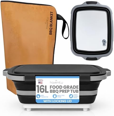 BBQ Prep Tub with BBQ Blanket, 16L Multifunctional Camping Cutting