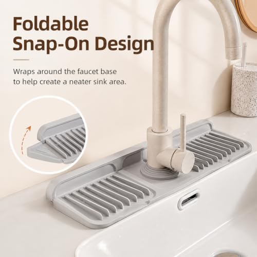Slope-Drainage Button Silicone Faucet Drain Pad,Gray