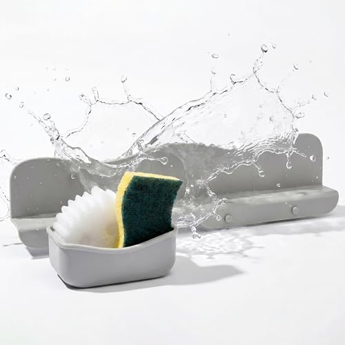 MACMED Silicone Sink Splash Guard with Sponge Holder for Kitchen