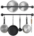 Black Steel-made Kitchen Utensil Rack Organizer Wall-mounted Pot Pan Wall Hanger Holder For Hanging Rail with 10 S Hooks
