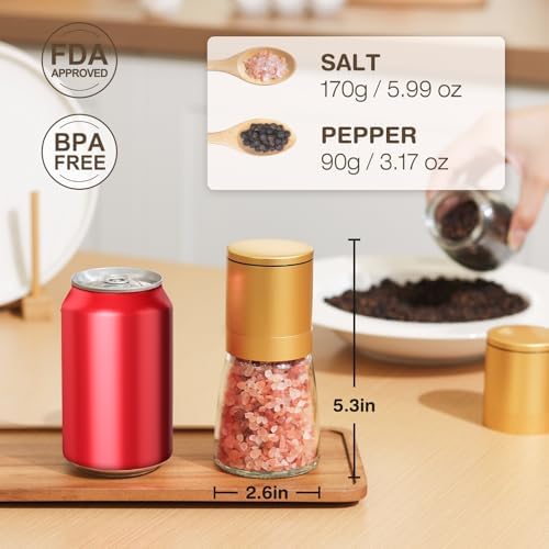 Vucchini Gold Salt and Pepper Grinder, Ceramic