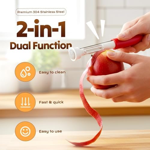 2 in 1 Apple Corer and Peeler, Apple Peeler Corer Slicer All in One