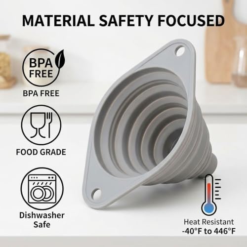Kitchen Funnel Set 3 Pack, Silicone Collapsible Funnel Set (3pcs)