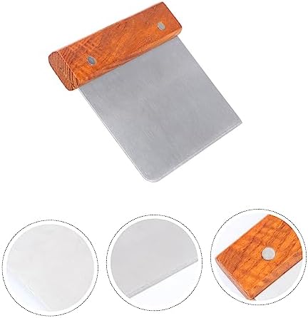 Stainless Steel Flour Powder Scraper with Wood Handle Dough Cutter