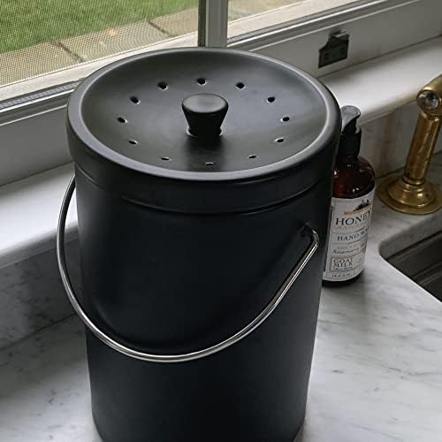 Fox Run Ceramic Kitchen Compost Bin, Black
