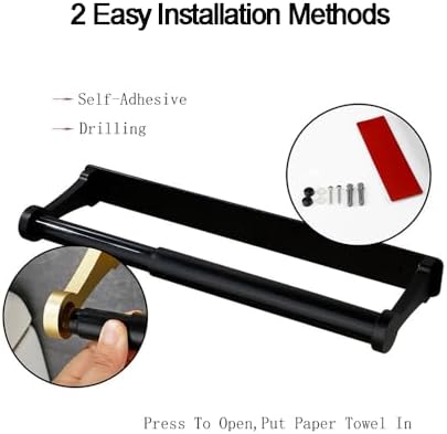 Black Wall-Mounted Paper Towel Holder, Under Cabinet