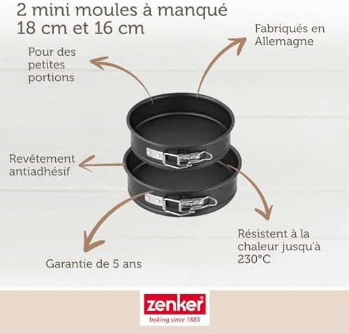 Zenker 9916550 Set of 2 Mini Cake tins, 16 cm and 18 cm pan, Mini