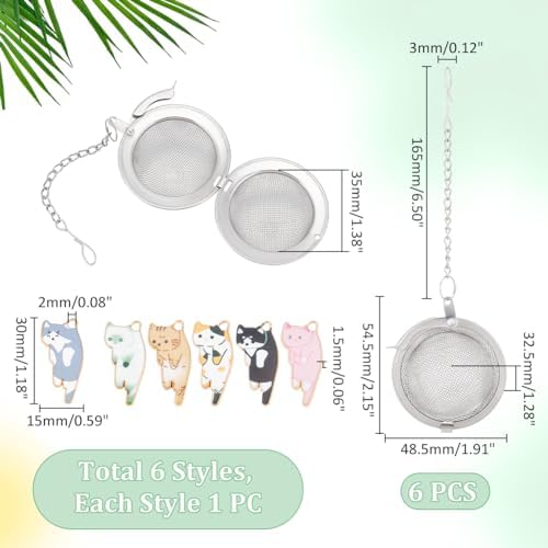 UNICRAFTALE 6pcs Mesh Cat Tea Infusers Stainless Steel Tea Filters Set