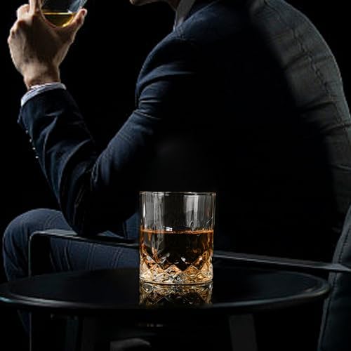 SIYOUKI Crystal Whiskey Glasses Set 11 oz, Old Fashioned Rocks Barware