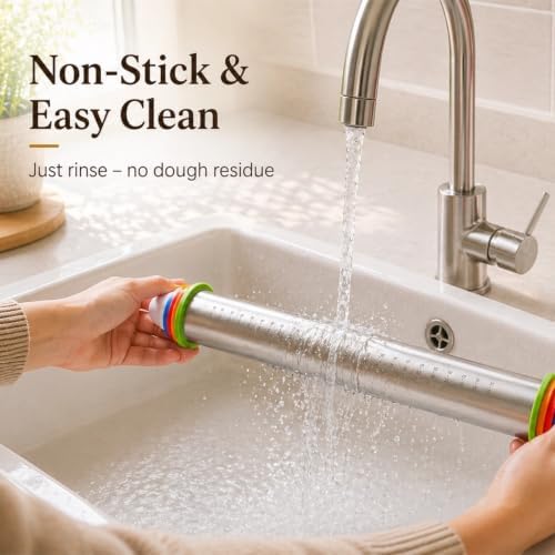 Adjustable Stainless Steel Rolling Pin & Non-Slip Silicone Baking Mat