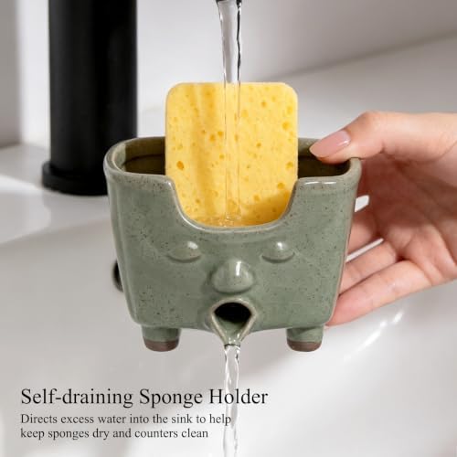 Ceramic Kitchen Sponge Holder with Drain
