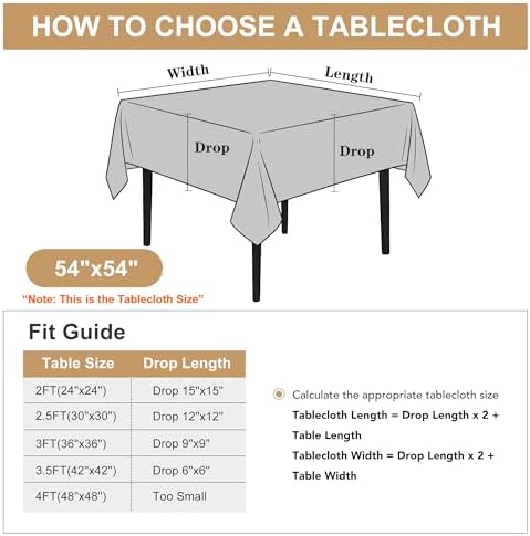 sancua Square Tablecloths 54x54 Inch Sage Green Fabric Table Cloth