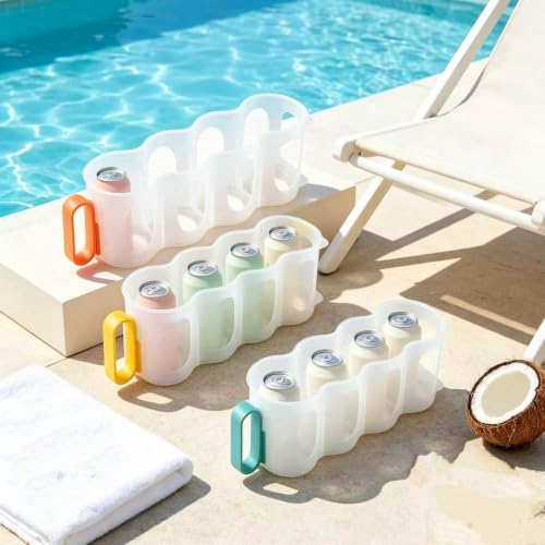 3-Pack Clear Stackable Can Organizer for Refrigerator Door