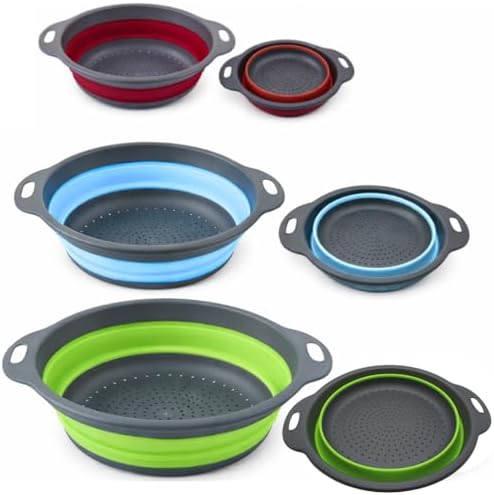Collapsible Kitchen Strainer 3 Pack (3QT, 4QT, 5QT) –Foldable Colander