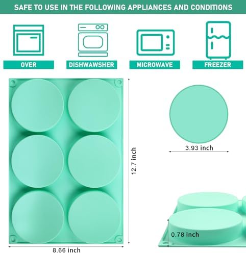 Zorazio 4Inch Round Silicone Mold for Baking, 3Pcs Large Silicone
